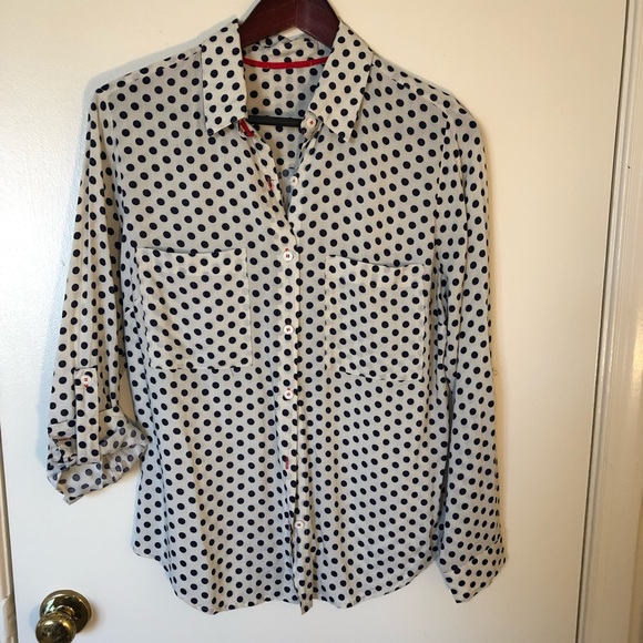 Tops - Cream/Blue Polka dot shirt Button Down